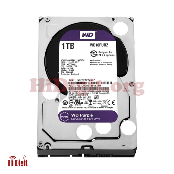 هارد دیسک اینترنال وسترن دیجیتال بنفش 1 ترابایت Western Digital Purple HDD 1TB | های دیجیت | HiDigit