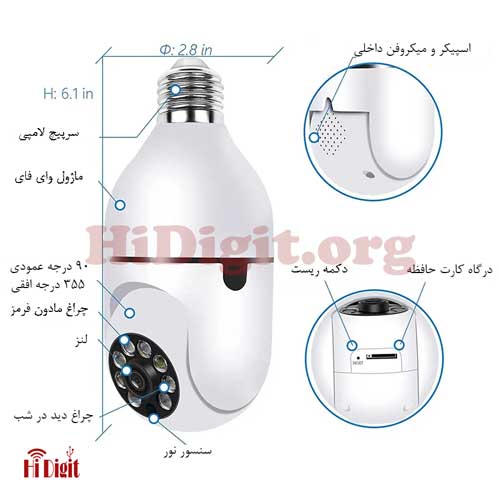 دوربین لامپی چرخشی 2 مگاپیکسل | های دیجیت | HiDigit